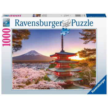 Puzzle 1000 Fudżi i kwitnąca wiśnia